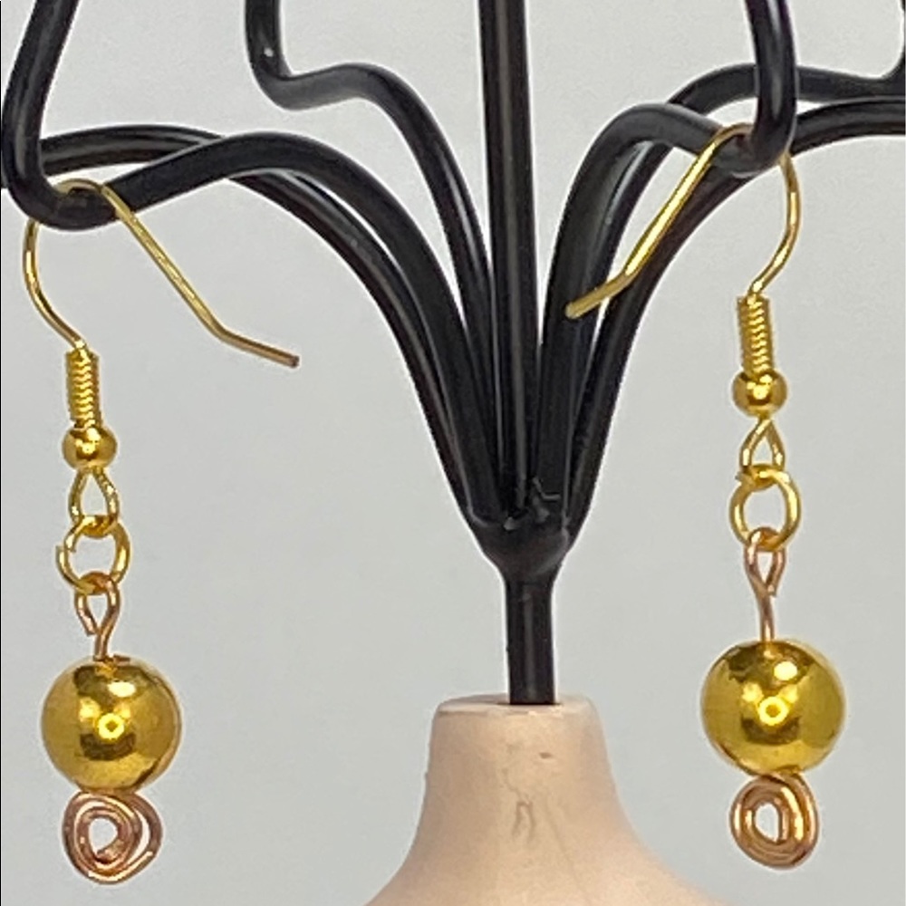Unique Handmade Gold Drangle (Drop) Earrings